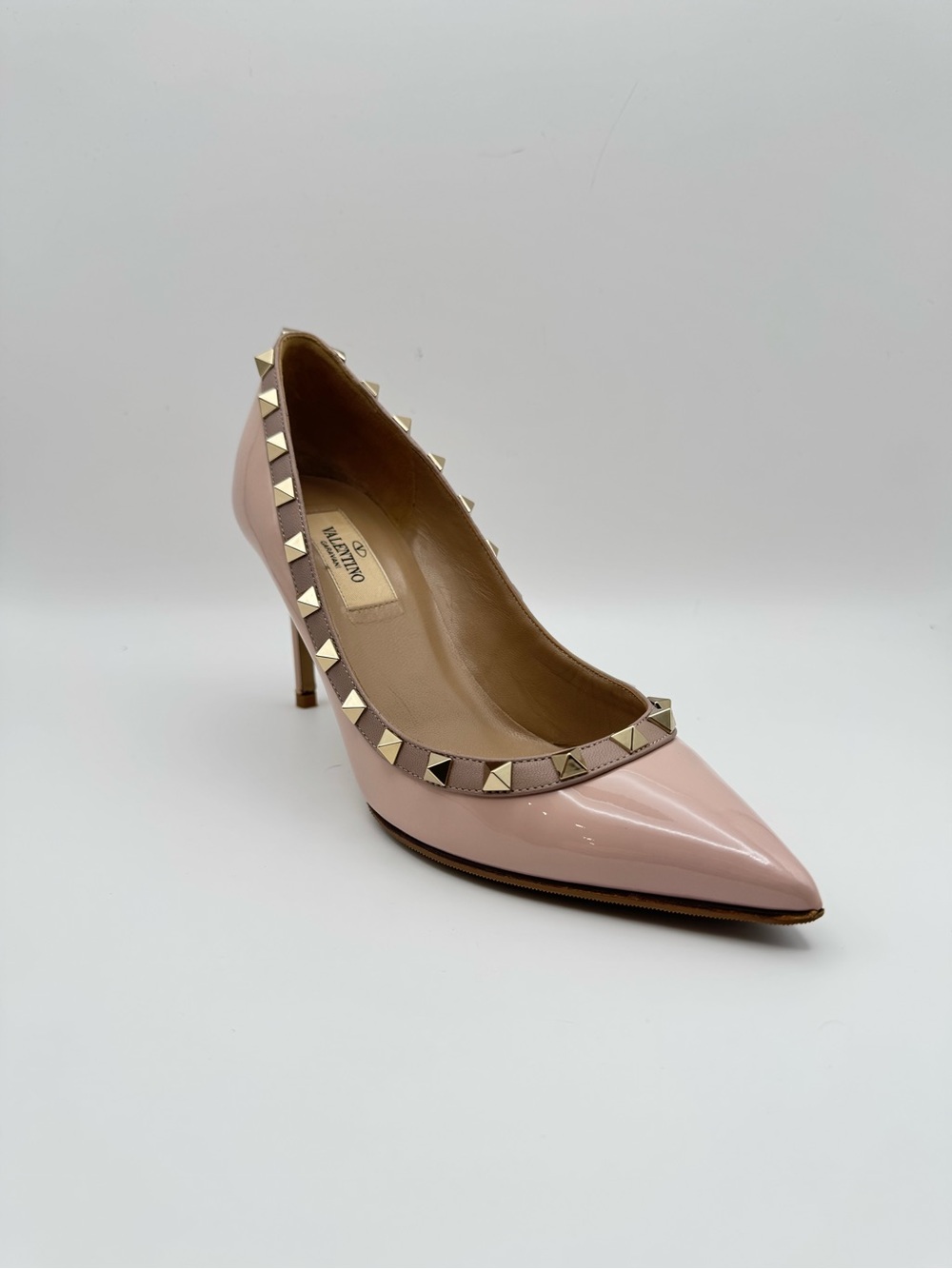 Valentino Garavani Rockstud Pumps Nude Pink Patent Leather Heels EU 36.5 - Picture 3 of 10
